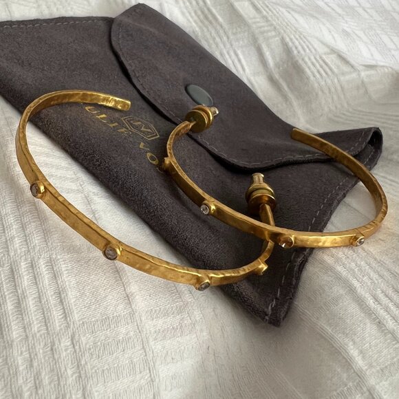 Julie Vos Crescent Stone Hoops in Extra Large - Picture 2 of 6